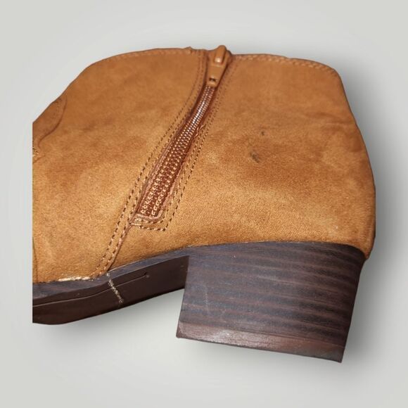 Women’s Western Ankle Boots Size 4 Burnt Ginger Faux-Suede - Picture 6 of 10